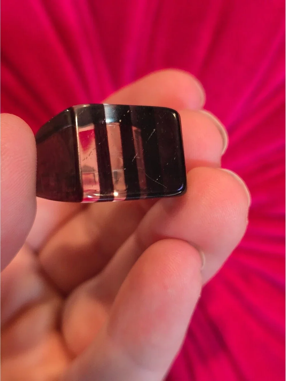 NOS Y2K Acrylic / Lucite Chunky Black Ring Size 7 VTG
